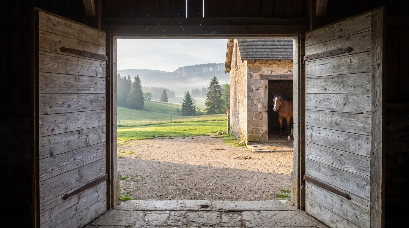 Entrée, Écuries de la Gravelière, centre équestre à Contamine-Sarzin